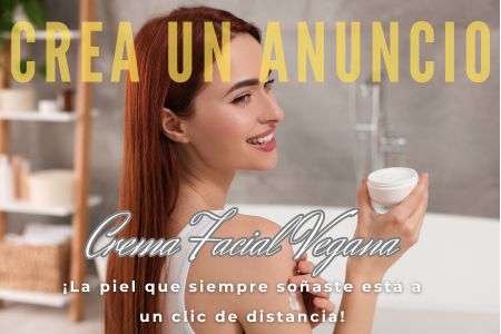 Mujer aplicándose crema vegana, representando un anuncio visual efectivo para promocionar productos de belleza sostenible.